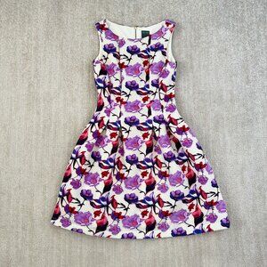 Gabby Skye White Floral Sleeveless Fit and Flare Cocktail Party Mini Dress 4